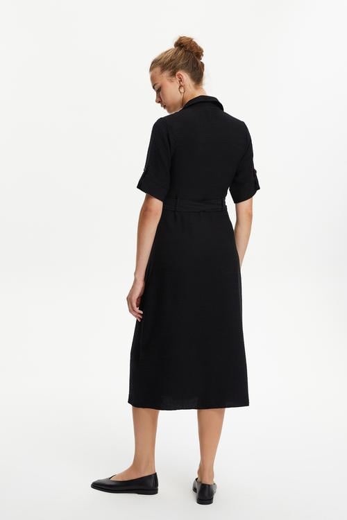  KISA KOLLU MİDİ GÖMLEK ELBİSE