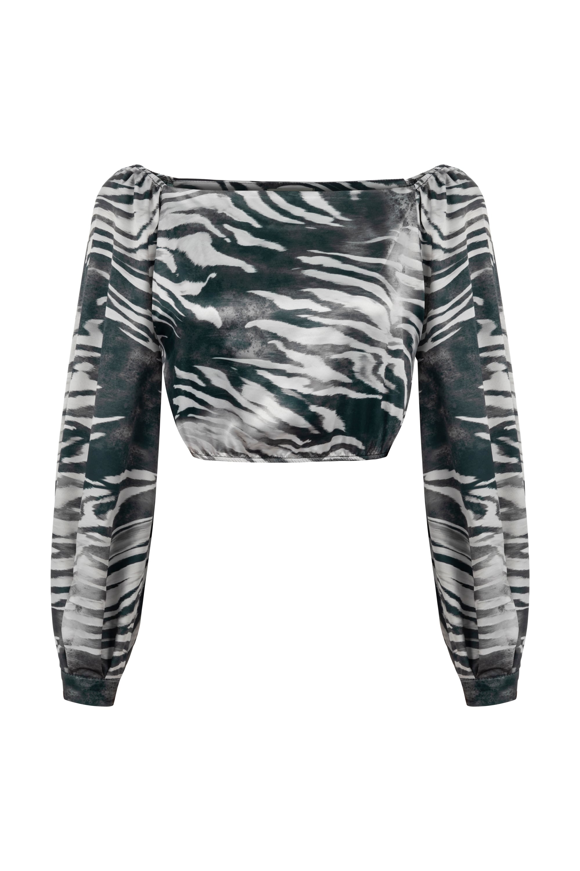 ZEBRA DESENLİ DÜŞÜK OMUZ SMART BLUZ