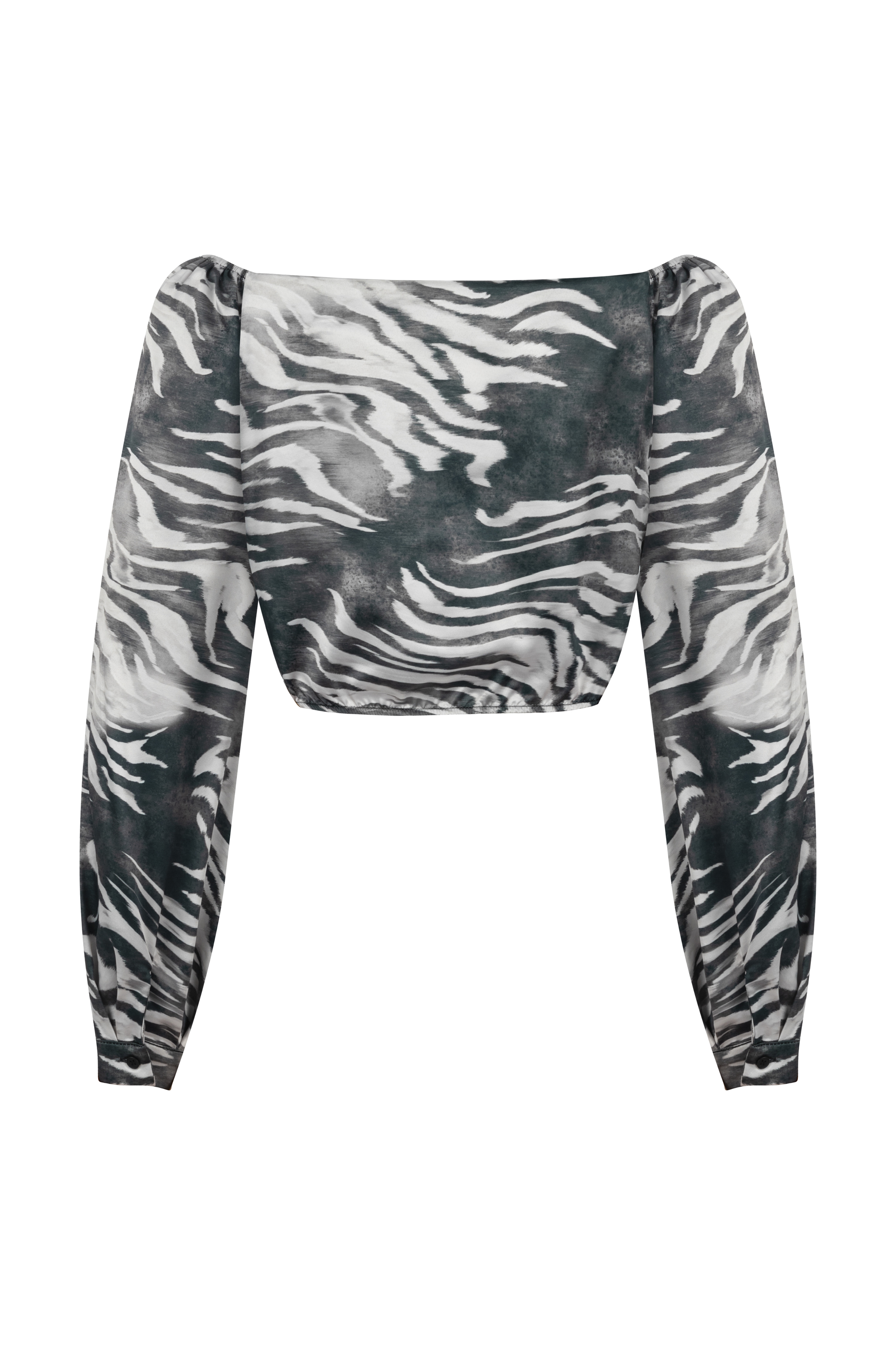 ZEBRA DESENLİ DÜŞÜK OMUZ SMART BLUZ