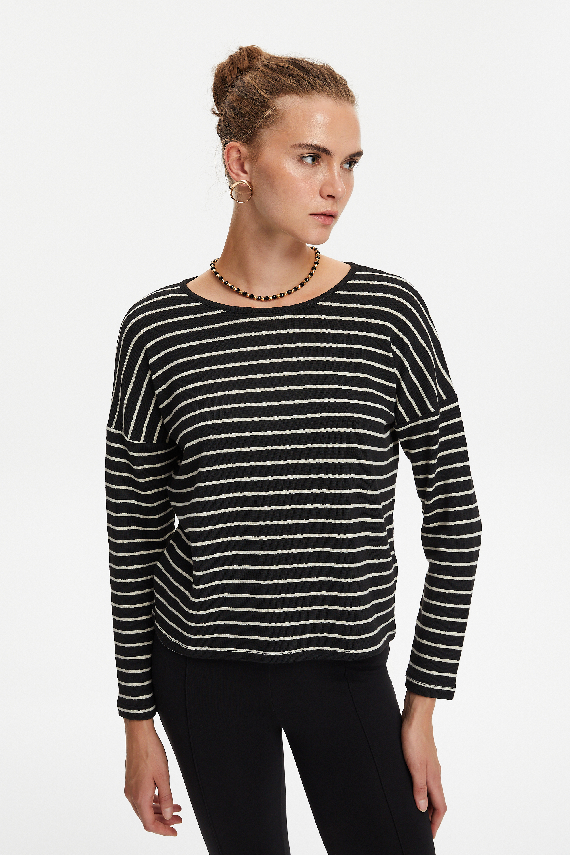 ÇİZGİLİ BİSİKLET YAKA TRİKO KAZAK