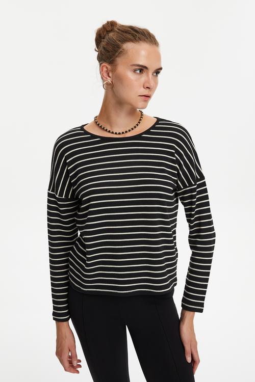  ÇİZGİLİ BİSİKLET YAKA TRİKO KAZAK