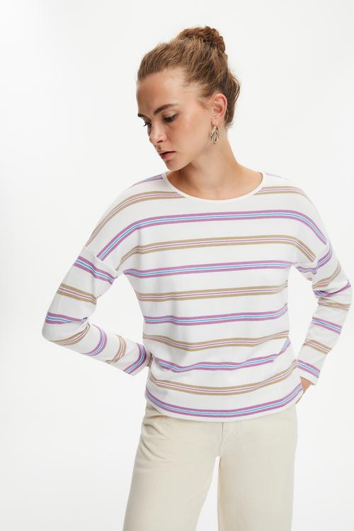  ÇİZGİLİ BİSİKLET YAKA TRİKO KAZAK