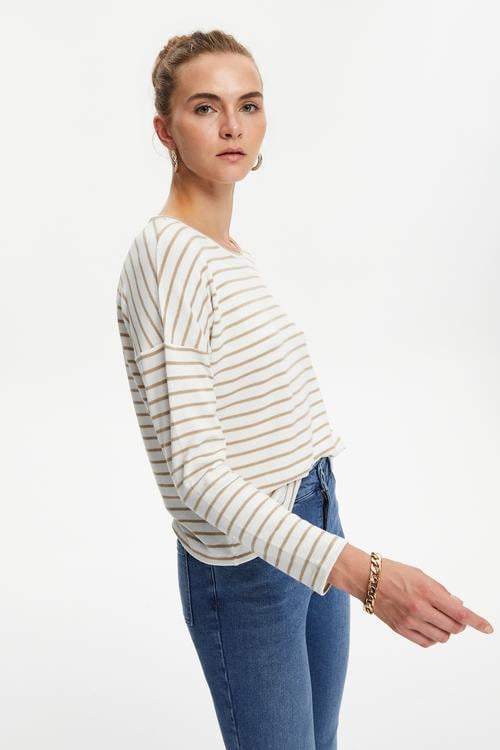  ÇİZGİLİ BİSİKLET YAKA TRİKO KAZAK