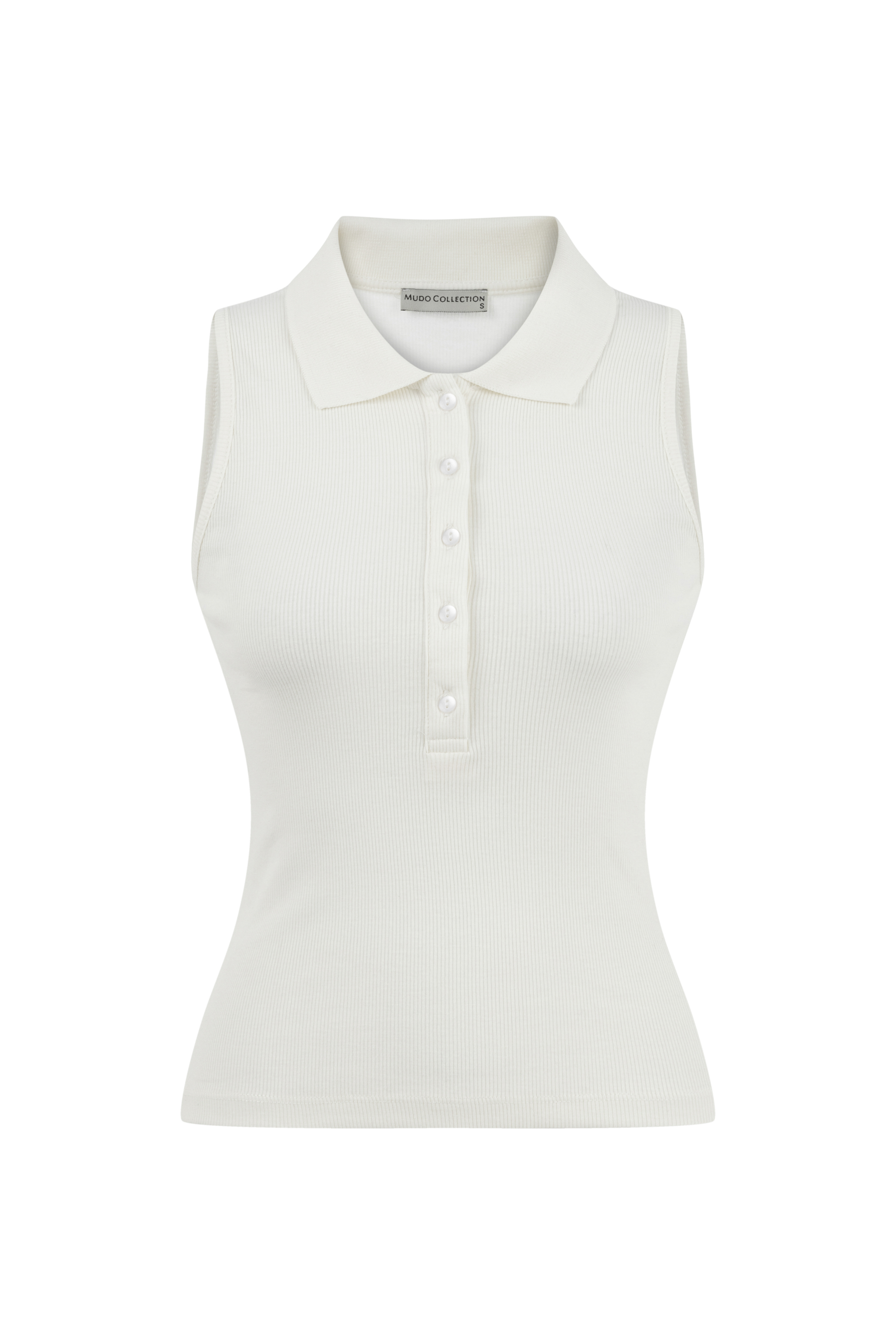 DÜĞMELİ POLO YAKA KOLSUZ T-SHIRT