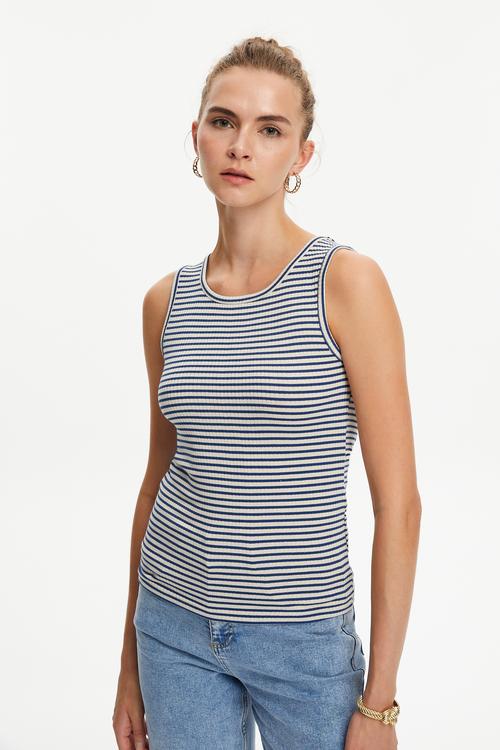  ÇİZGİLİ BİSİKLET YAKA ATLET