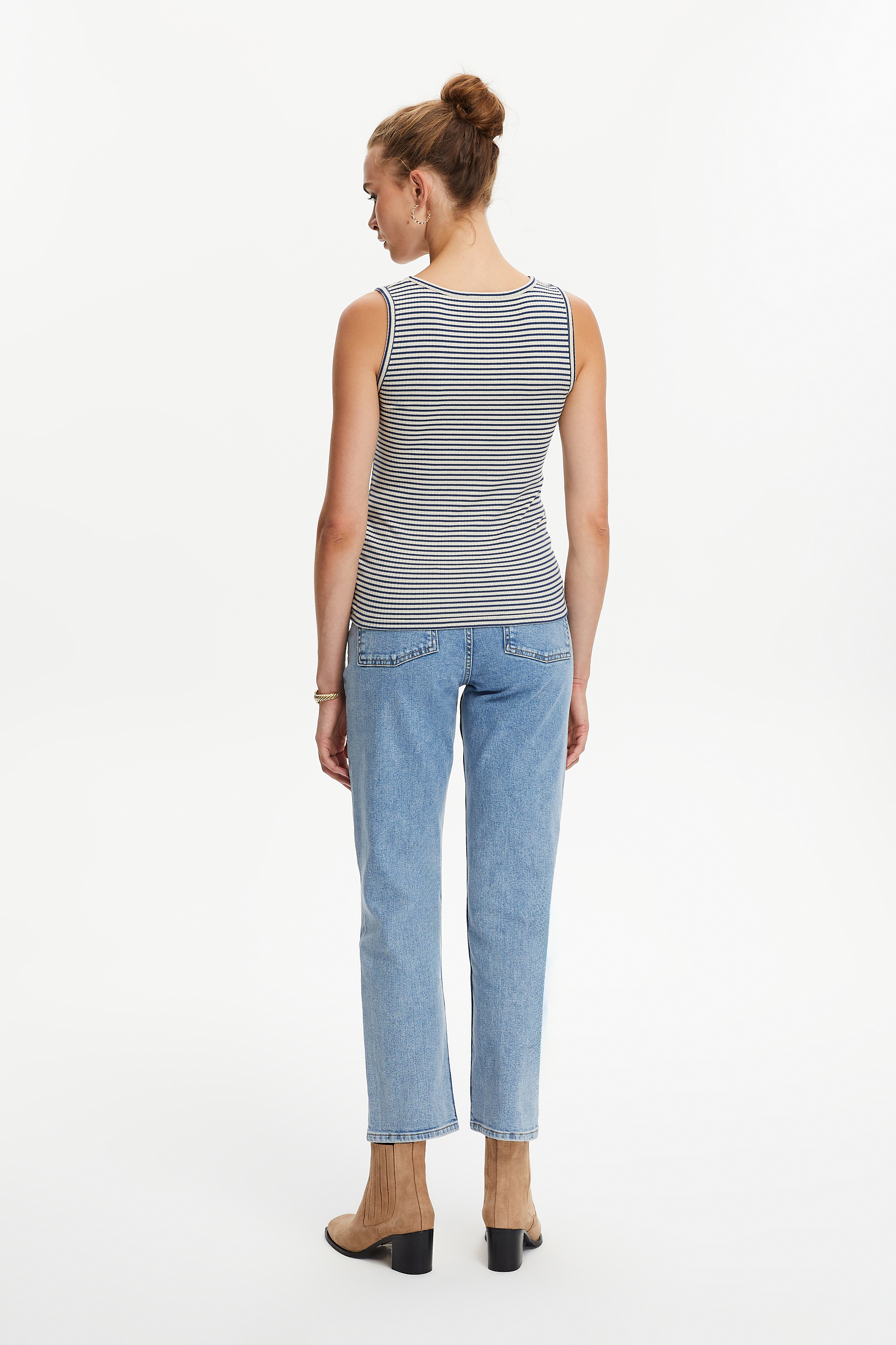 ÇİZGİLİ BİSİKLET YAKA ATLET