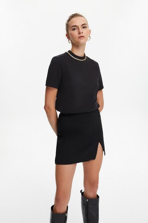  YIRTMAÇLI MİNİ ÖRME ETEK