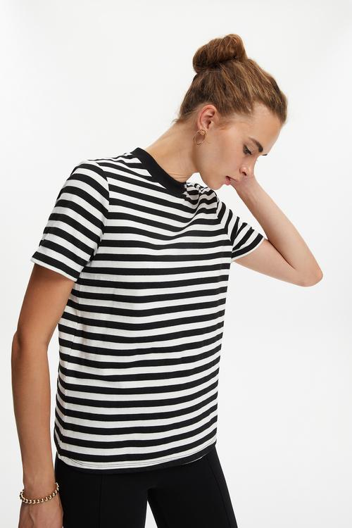  ÇİZGİLİ KISA KOLLU T-SHIRT