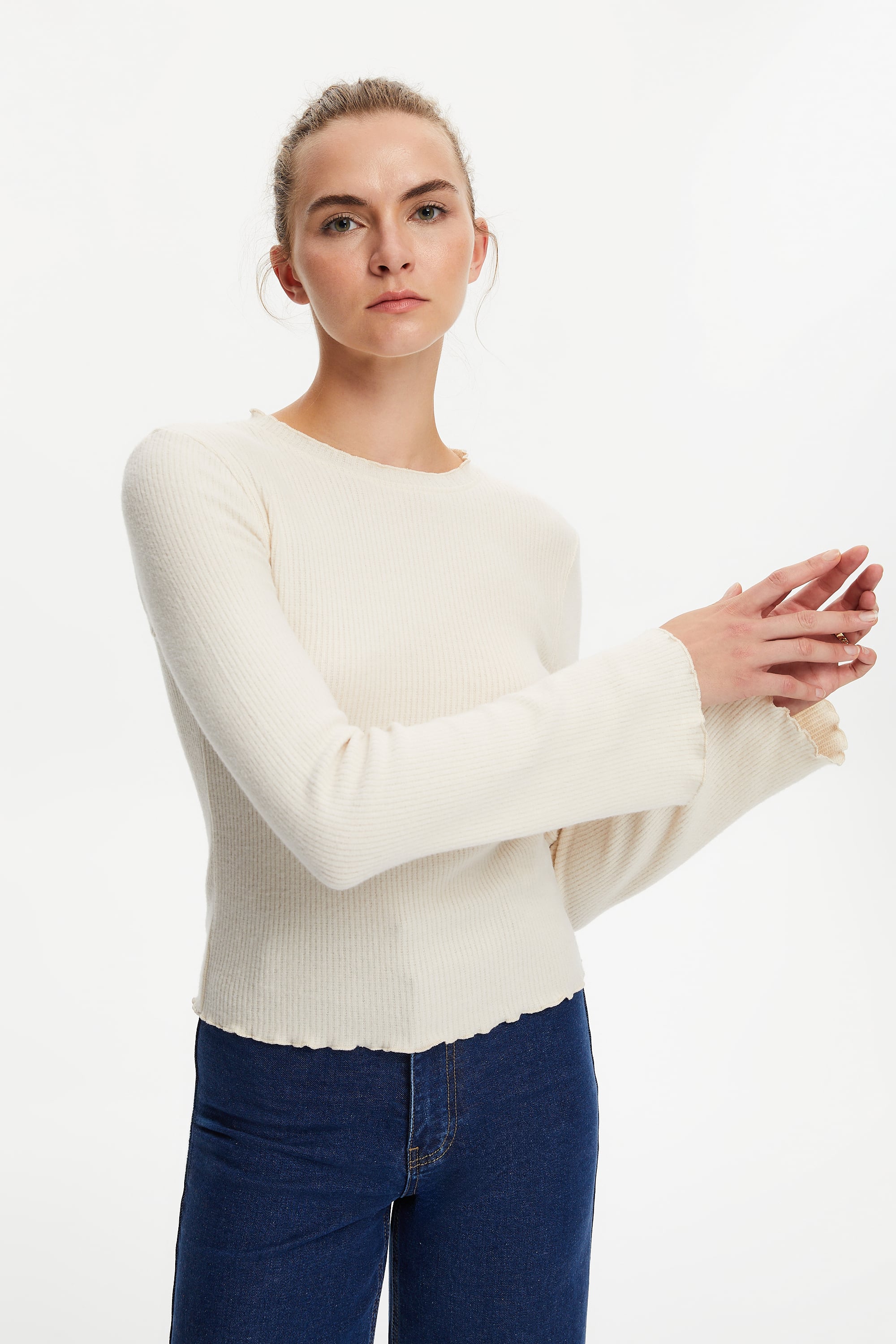 FİTİLLİ BİSİKLET YAKA BLUZ