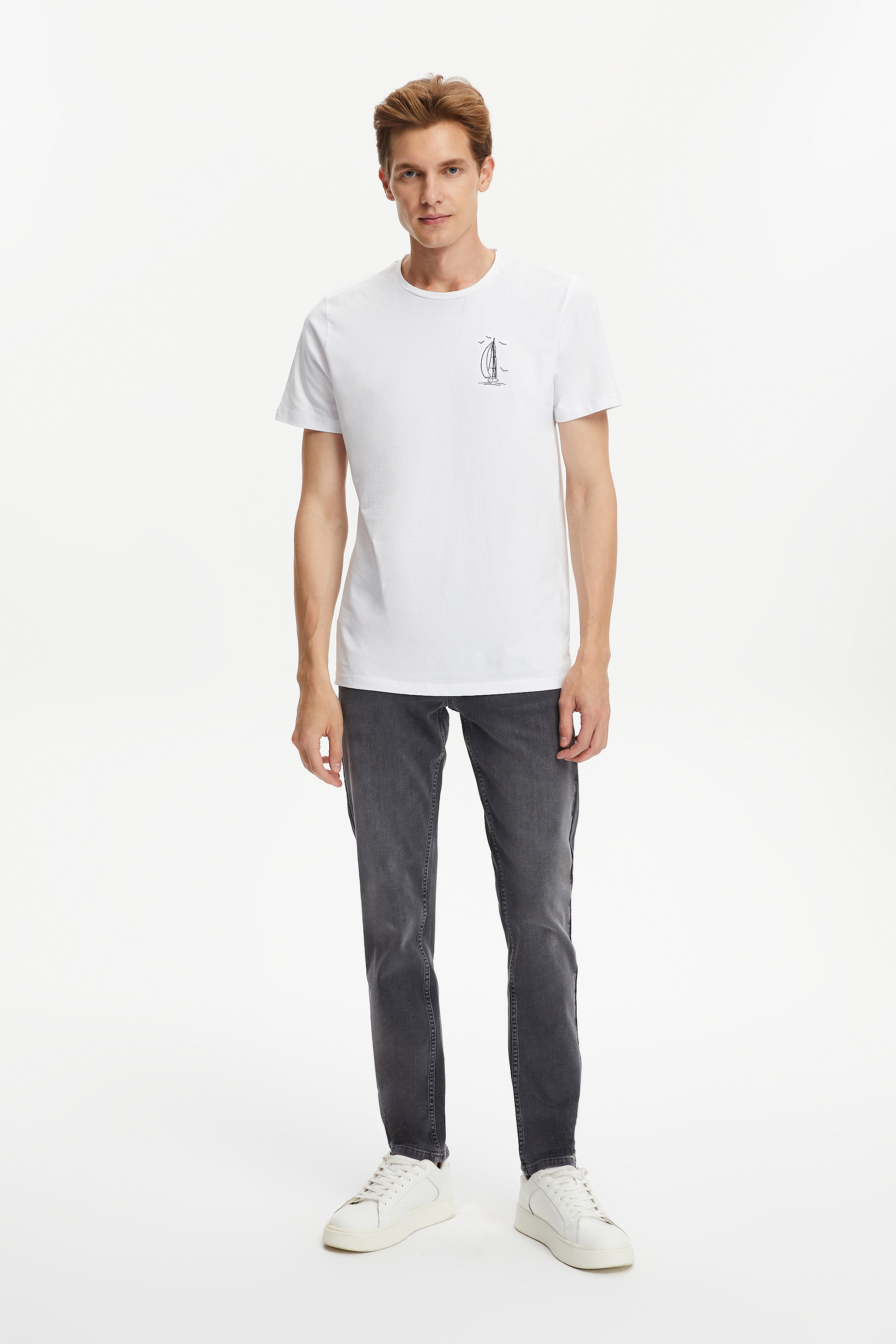 MARİN DETAYLI KISA KOLLU T-SHIRT