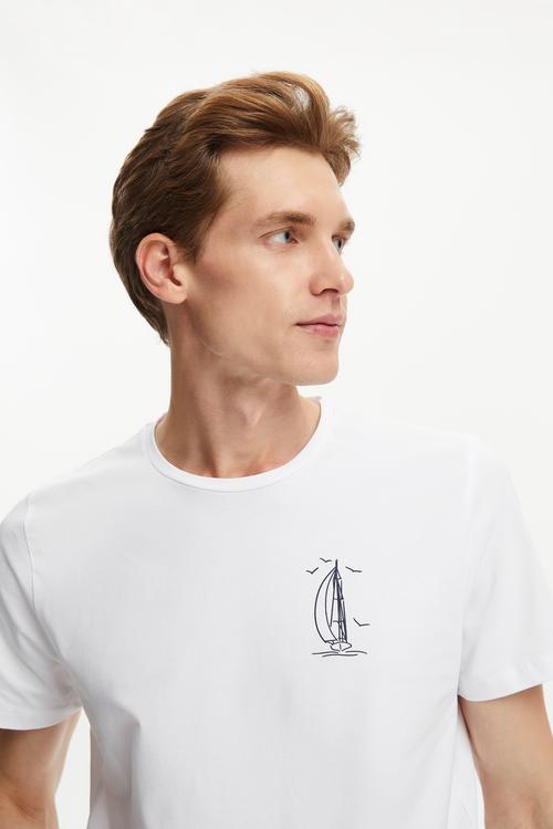  MARİN DETAYLI KISA KOLLU T-SHIRT