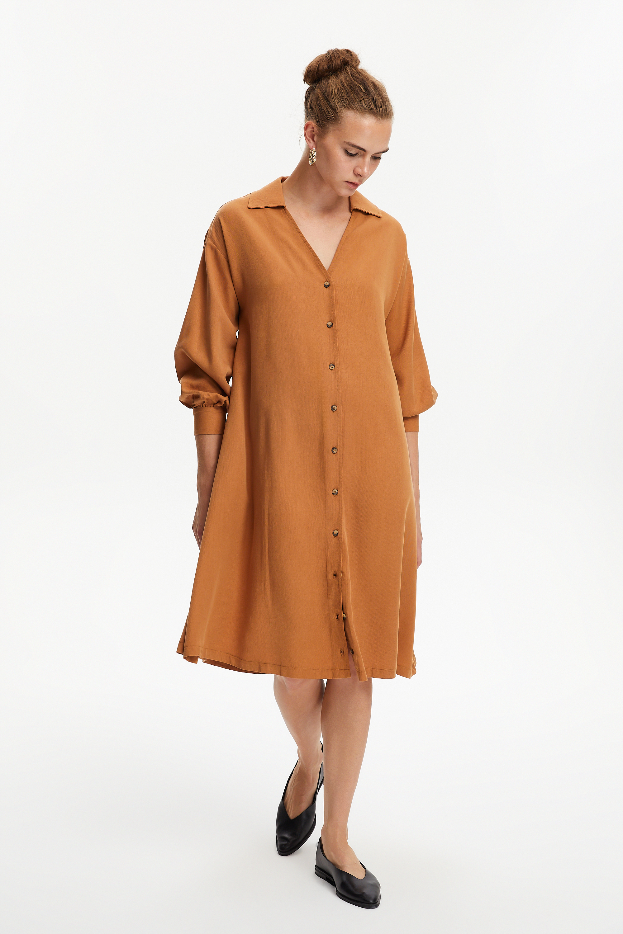 LİYOSEL MİDİ GÖMLEK ELBİSE