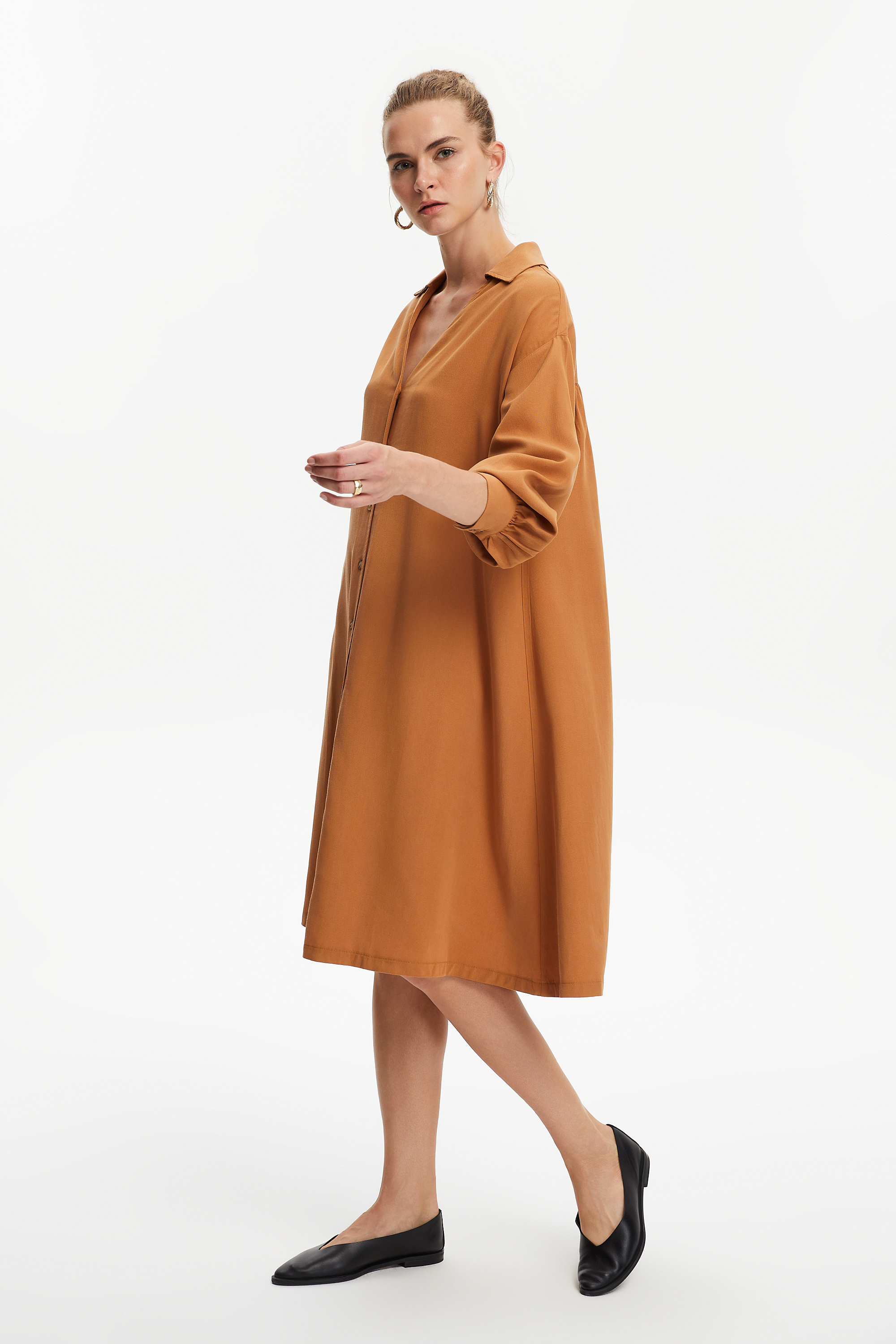 LİYOSEL MİDİ GÖMLEK ELBİSE