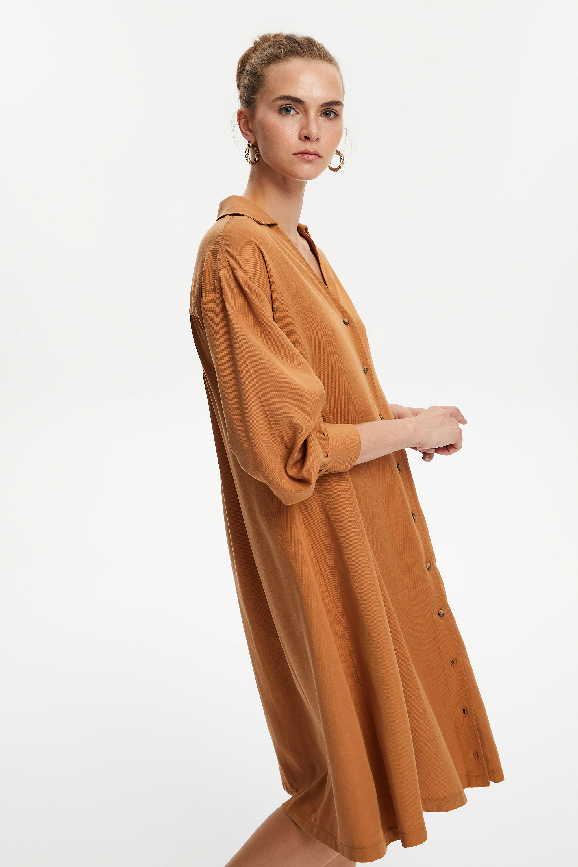 LİYOSEL MİDİ GÖMLEK ELBİSE