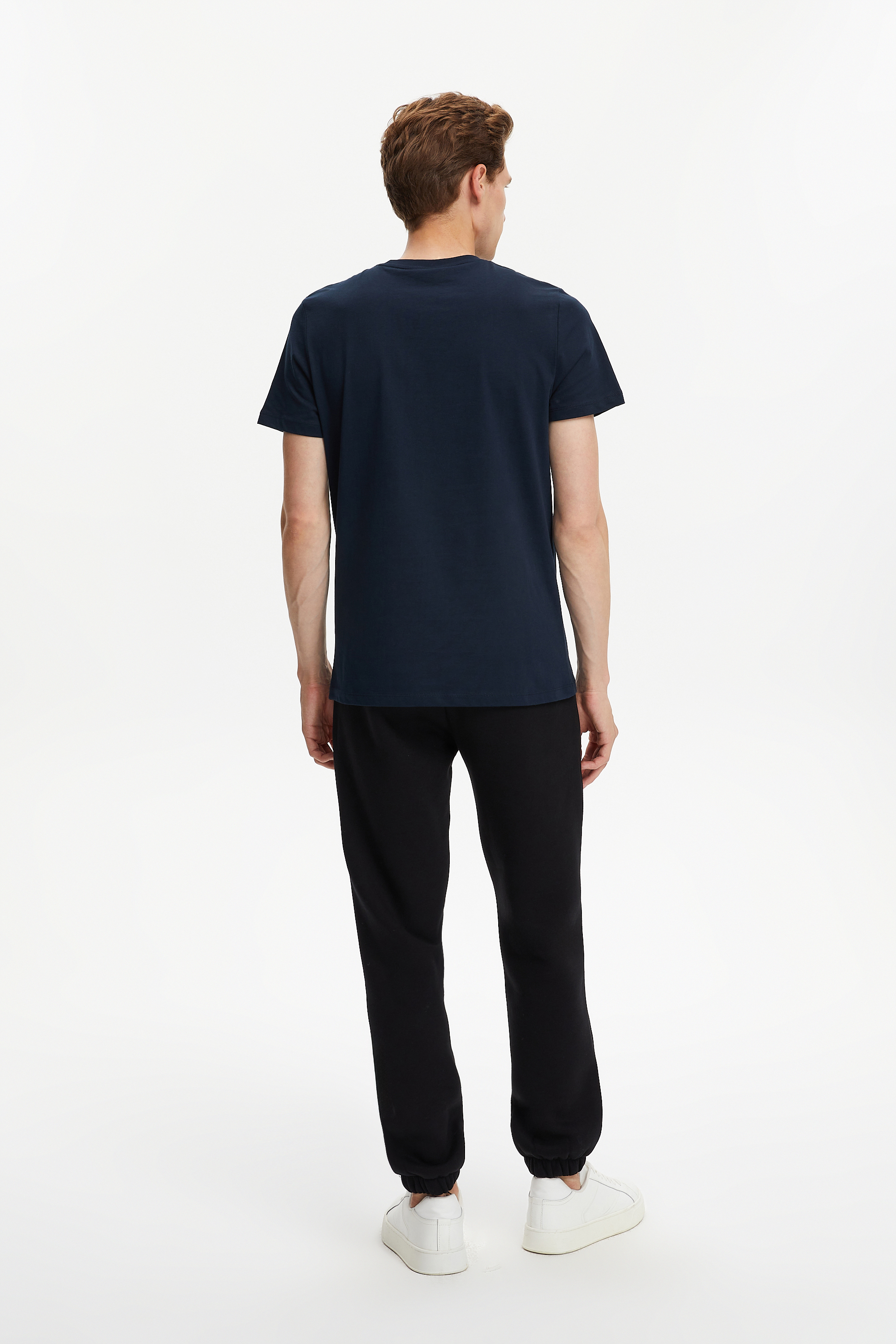 BASKILI KISA KOLLU T-SHIRT