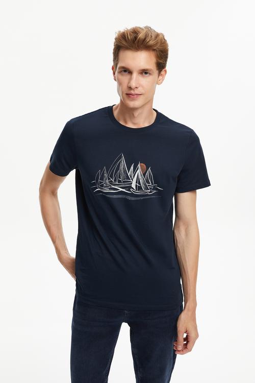  MARİN DETAYLI KISA KOLLU T-SHIRT