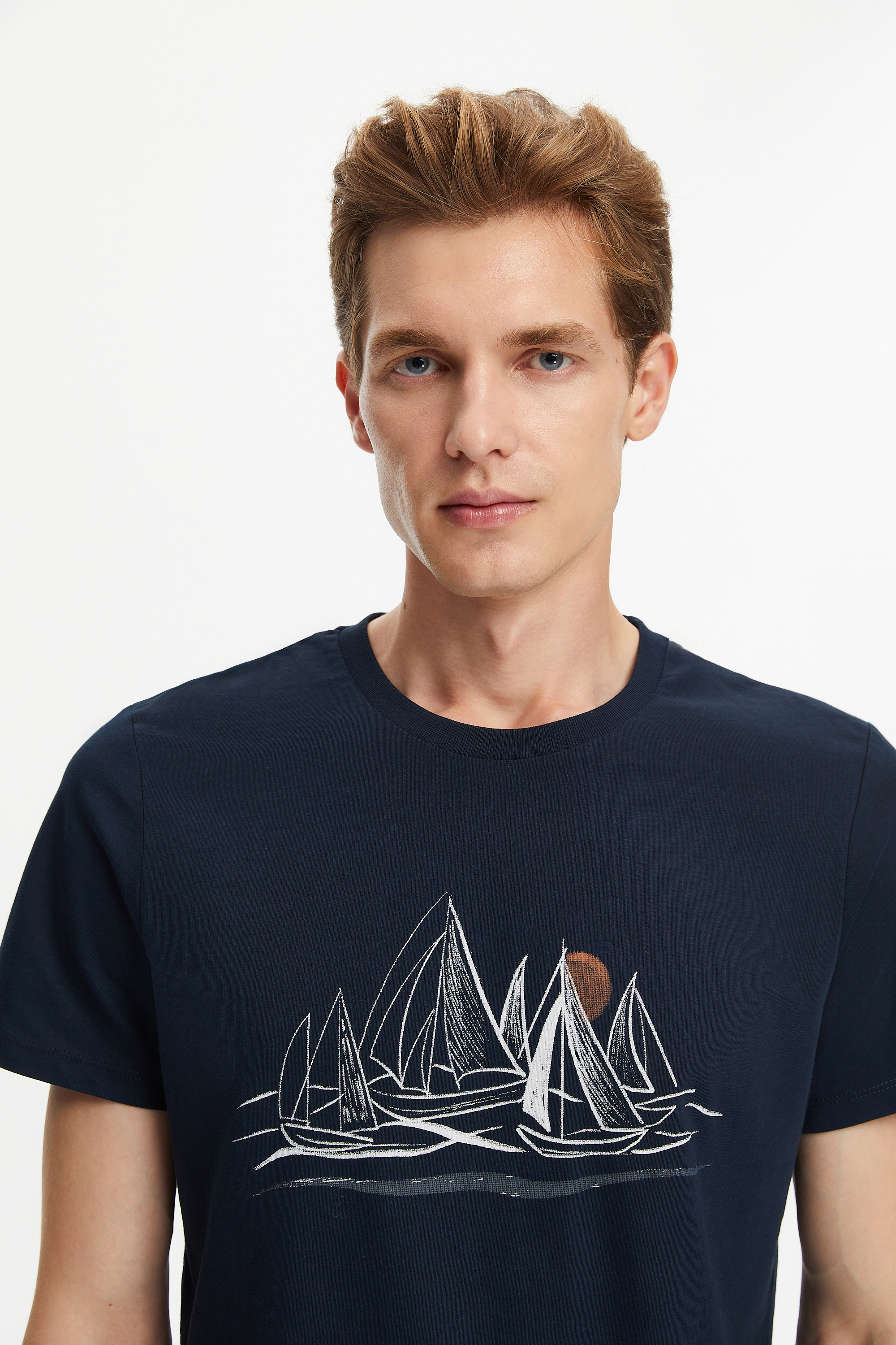 MARİN DETAYLI KISA KOLLU T-SHIRT