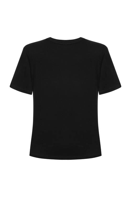  SLOGAN DETAYLI KISA KOLLU T-SHIRT