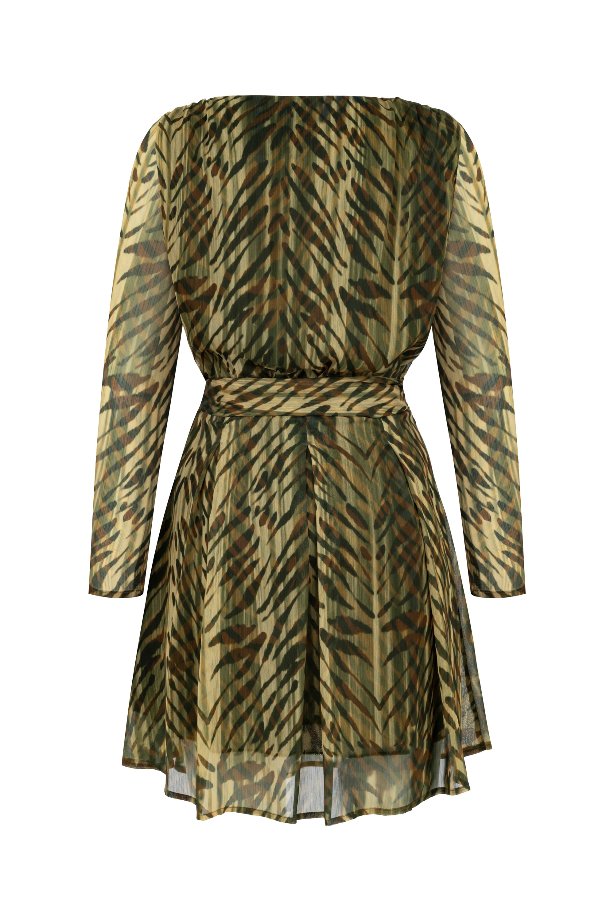 BAĞLAMA DETAYLI MİNİ KLOŞ ELBİSE