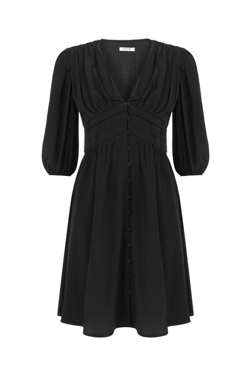  DÜĞME DETAYLI MİNİ VİSKOZ ELBİSE