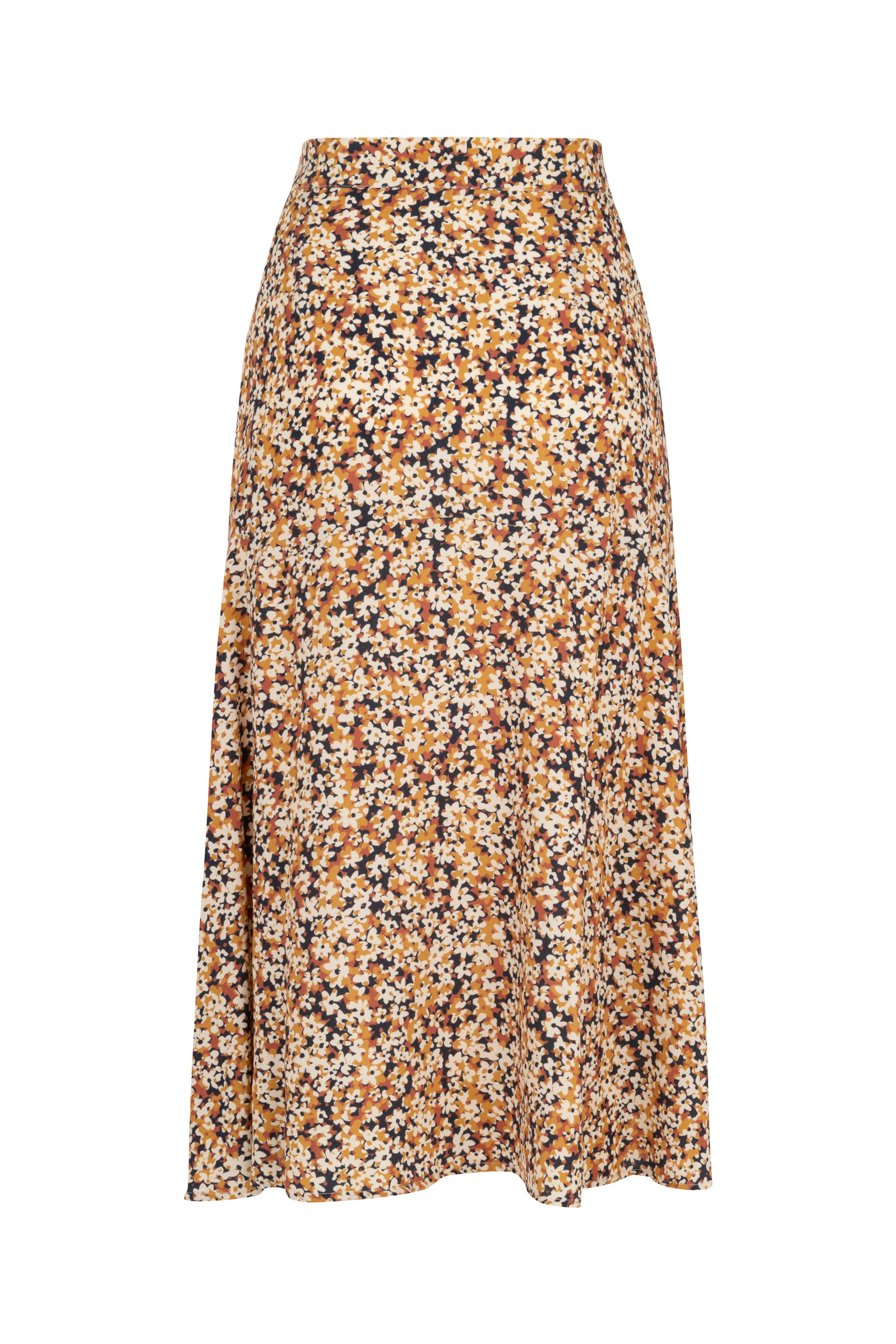 ÇİÇEK DESENLİ YIRTMAÇLI MİDİ ETEK