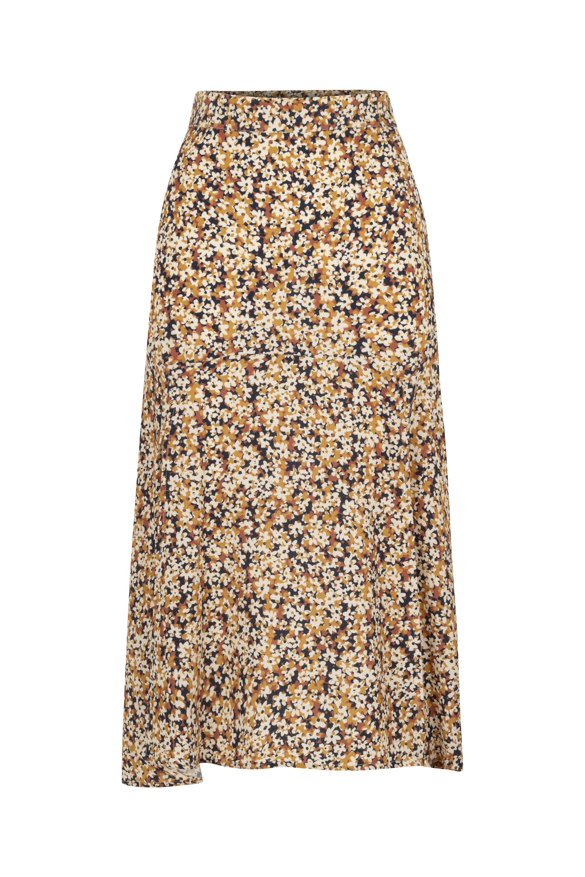 ÇİÇEK DESENLİ YIRTMAÇLI MİDİ ETEK