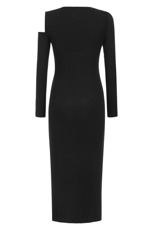  CUT OUT DETAYLI UZUN ÖRME ELBİSE