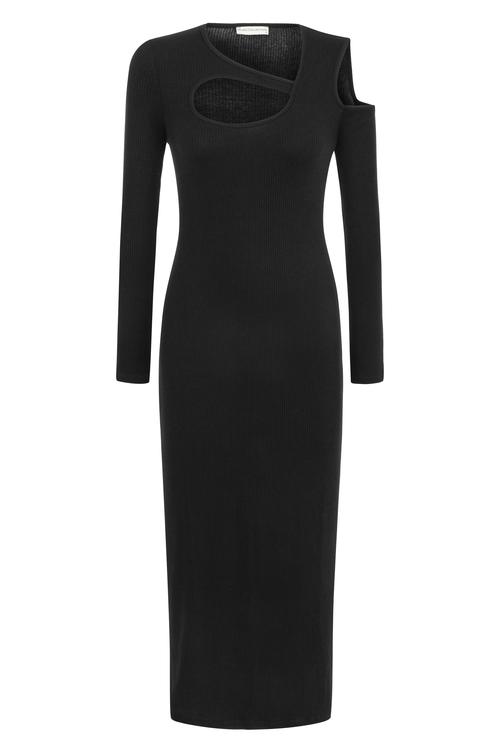  CUT OUT DETAYLI UZUN ÖRME ELBİSE