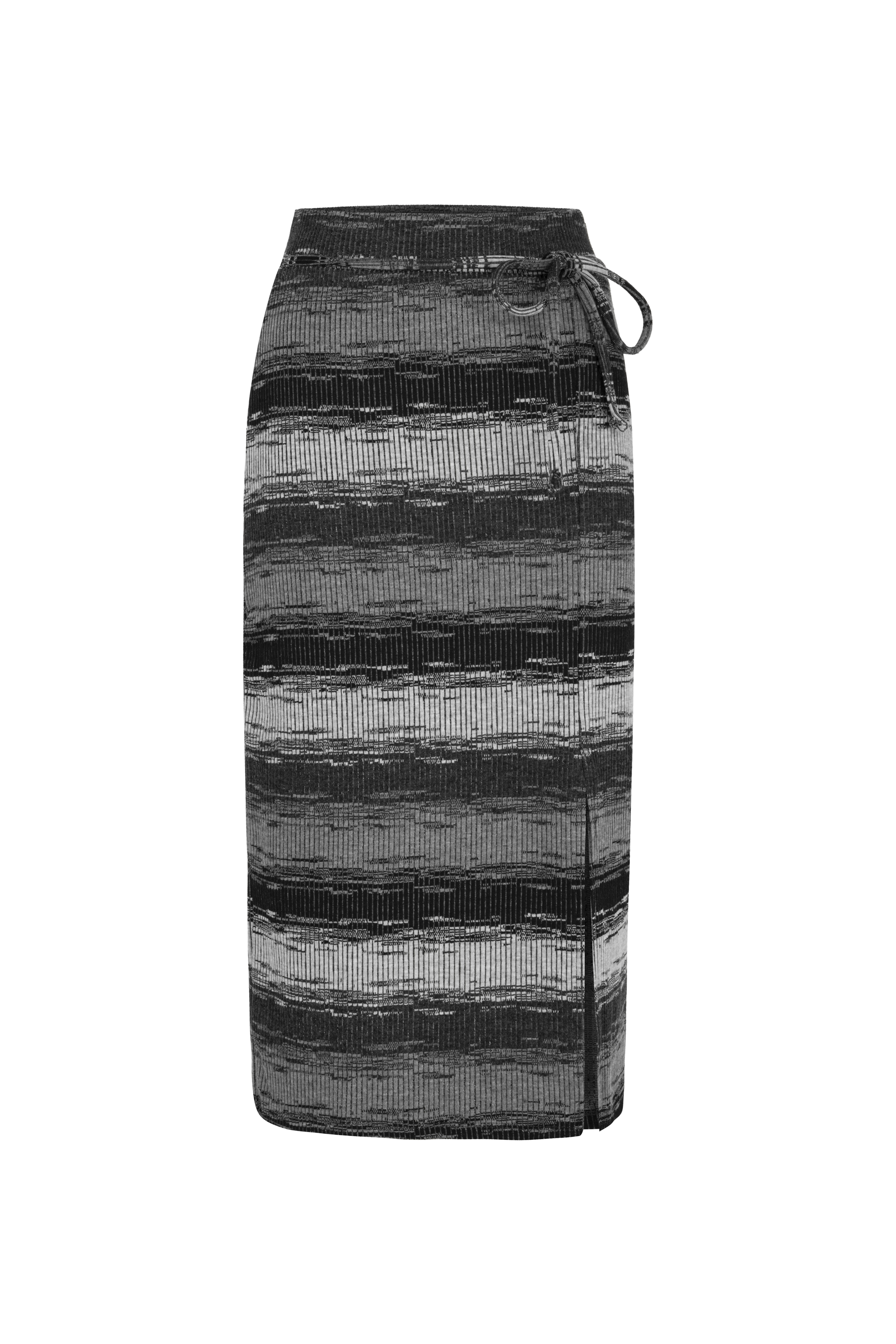 ÇİZGİLİ YIRTMAÇLI MİDİ ETEK