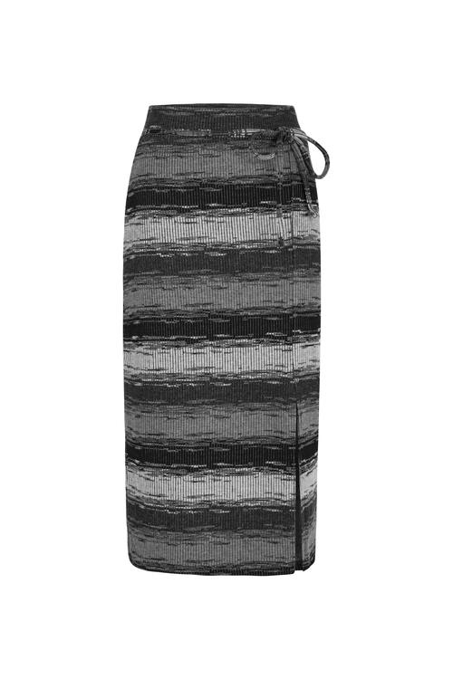  ÇİZGİLİ YIRTMAÇLI MİDİ ETEK