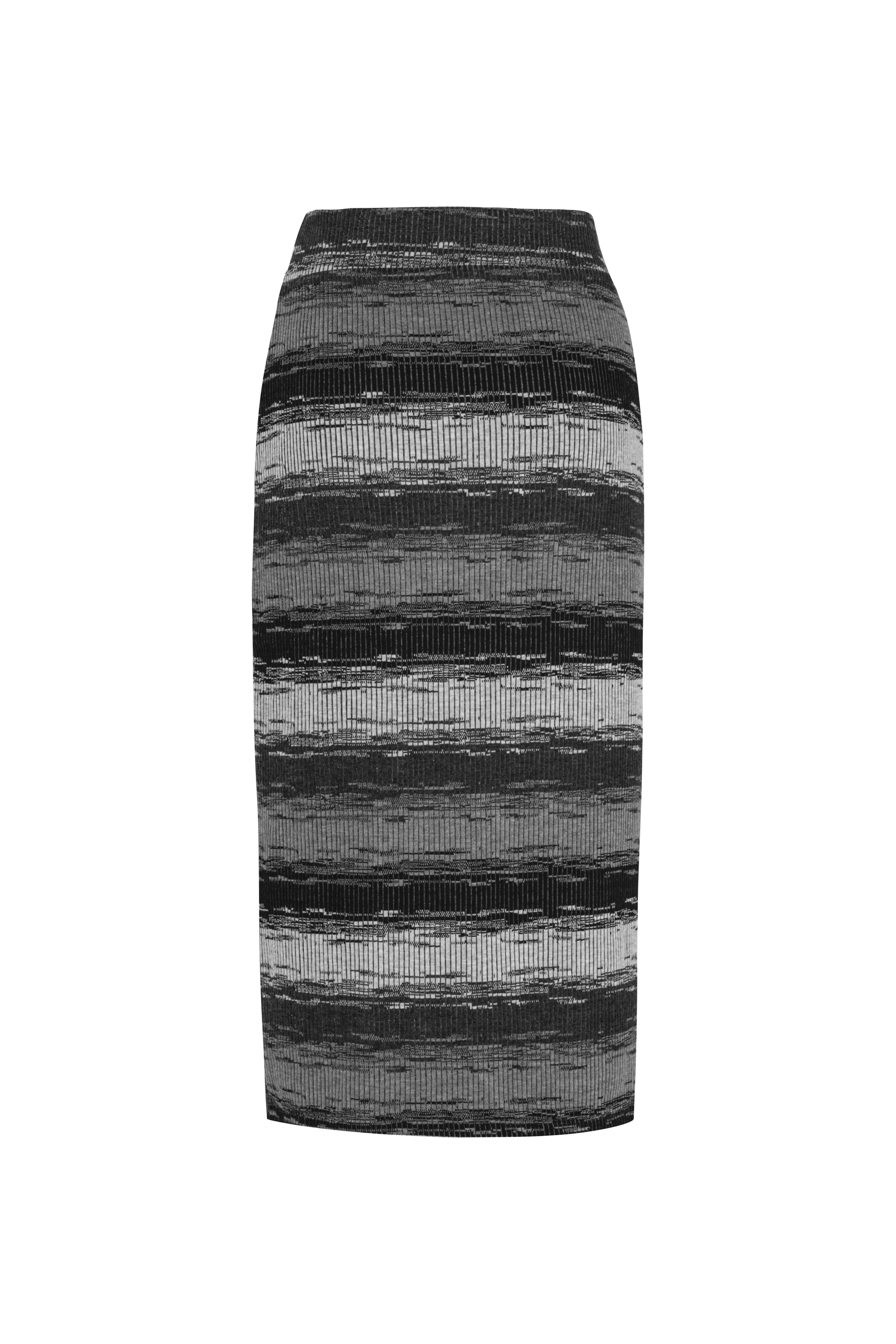 ÇİZGİLİ YIRTMAÇLI MİDİ ETEK