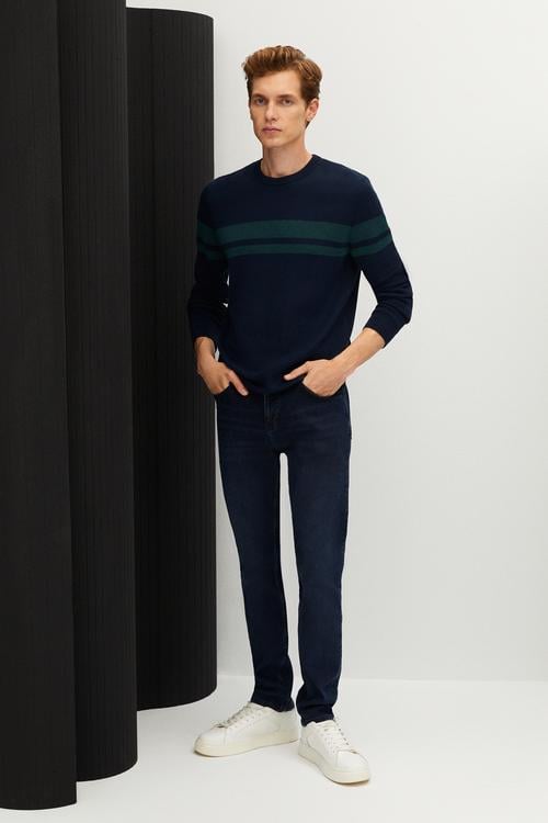  ÇİZGİLİ BİSİKLET YAKA TRİKO KAZAK