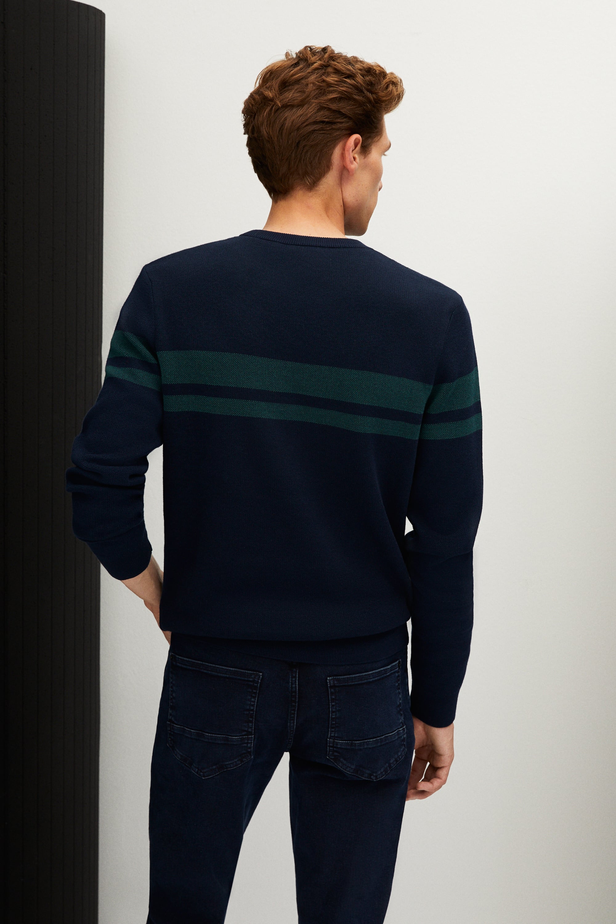 ÇİZGİLİ BİSİKLET YAKA TRİKO KAZAK