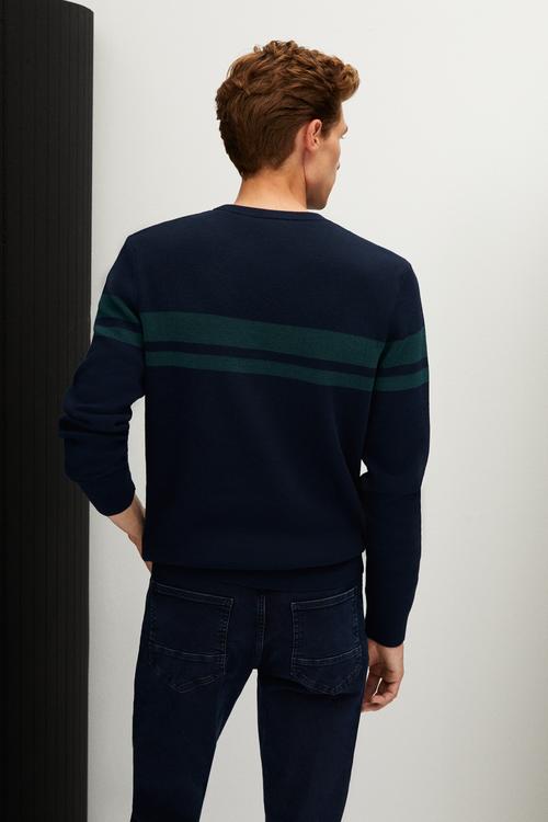  ÇİZGİLİ BİSİKLET YAKA TRİKO KAZAK