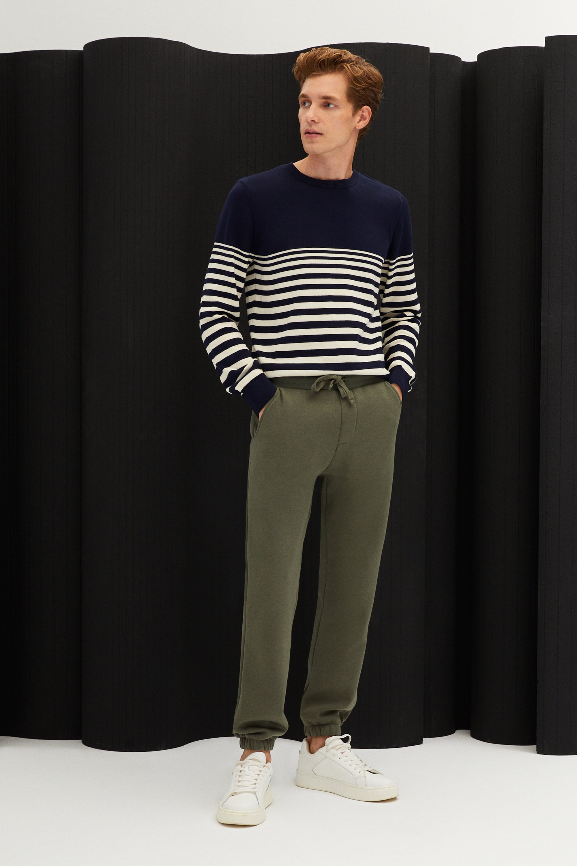 ÇİZGİLİ BİSİKLET YAKA TRİKO KAZAK