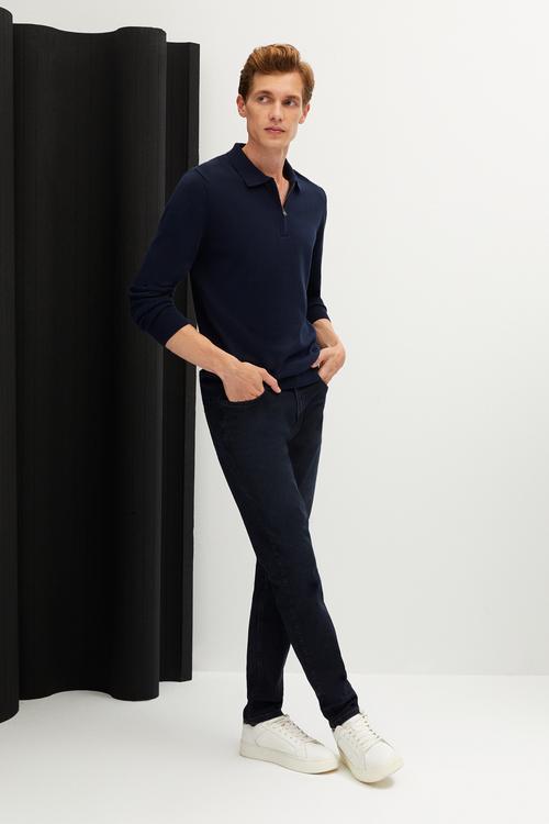  YARIM FERMUARLI POLO YAKA TRİKO KAZAK