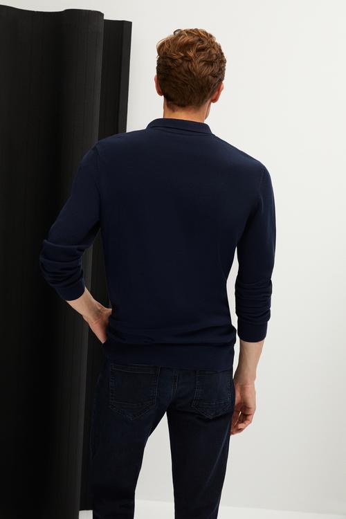  YARIM FERMUARLI POLO YAKA TRİKO KAZAK