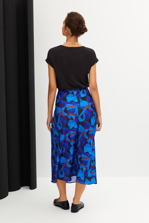  BASKILI A FORM MİDİ ETEK