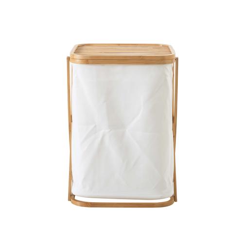  CAVALLA KAPAKLI BAMBU BEYAZ ÇAMAŞIR SEPETİ 40X40X57,8