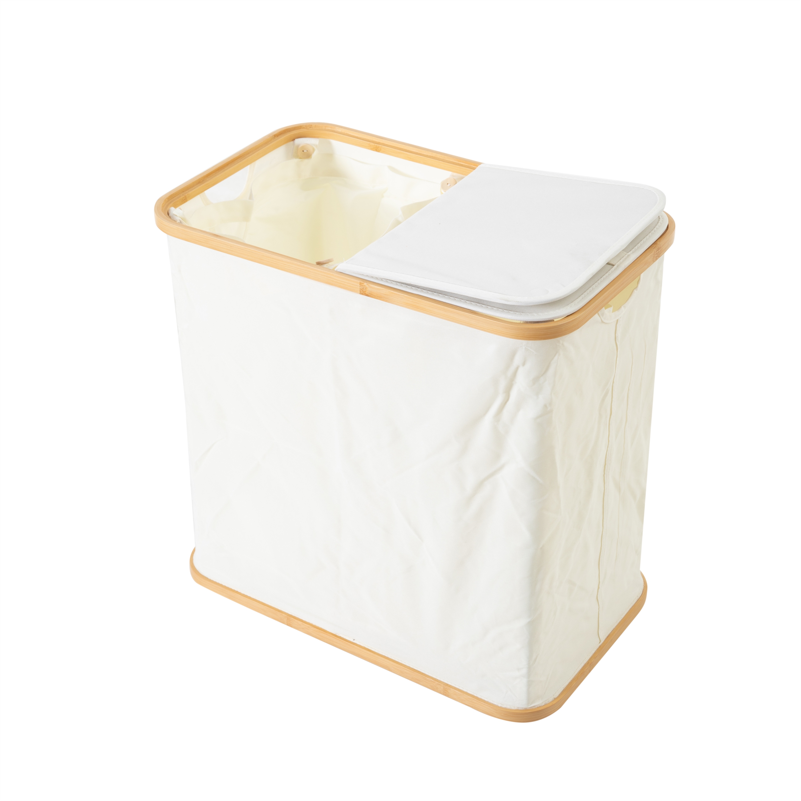 MEKONG BAMBU 2'Lİ ÇAMAŞIR SEPETİ BEYAZ 33x54X53