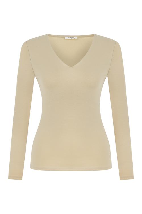  V YAKA UZUN KOLLU T-SHIRT