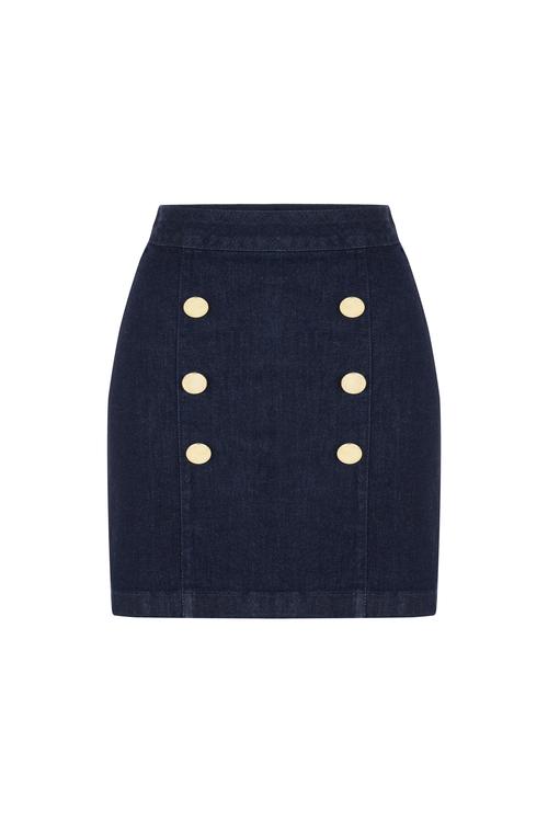  DÜĞMELİ MİNİ JEAN ETEK