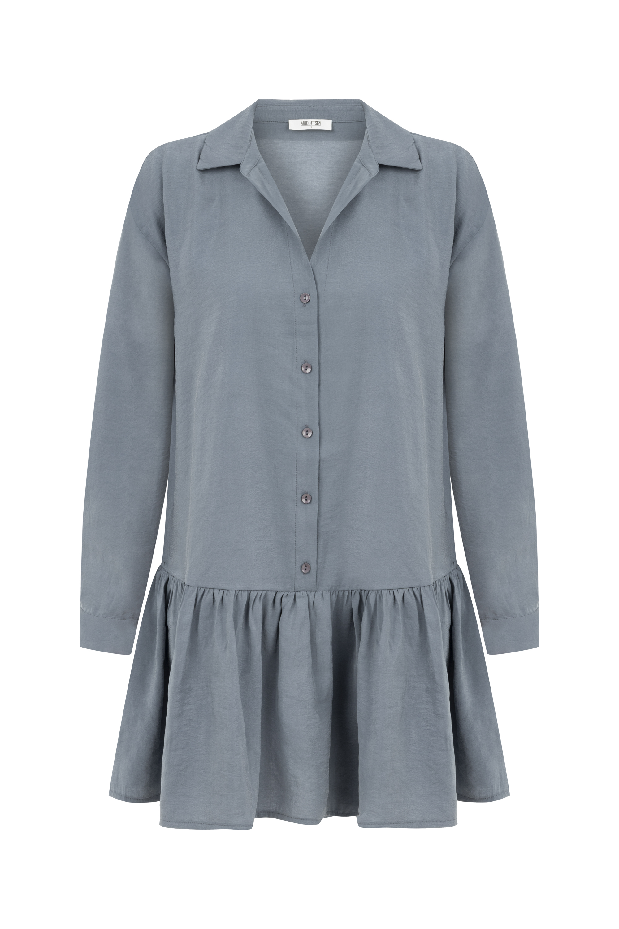 MODAL KARIŞIMLI MİNİ GÖMLEK ELBİSE