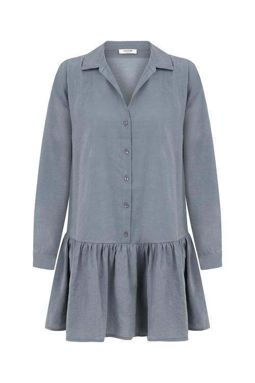  MODAL KARIŞIMLI MİNİ GÖMLEK ELBİSE