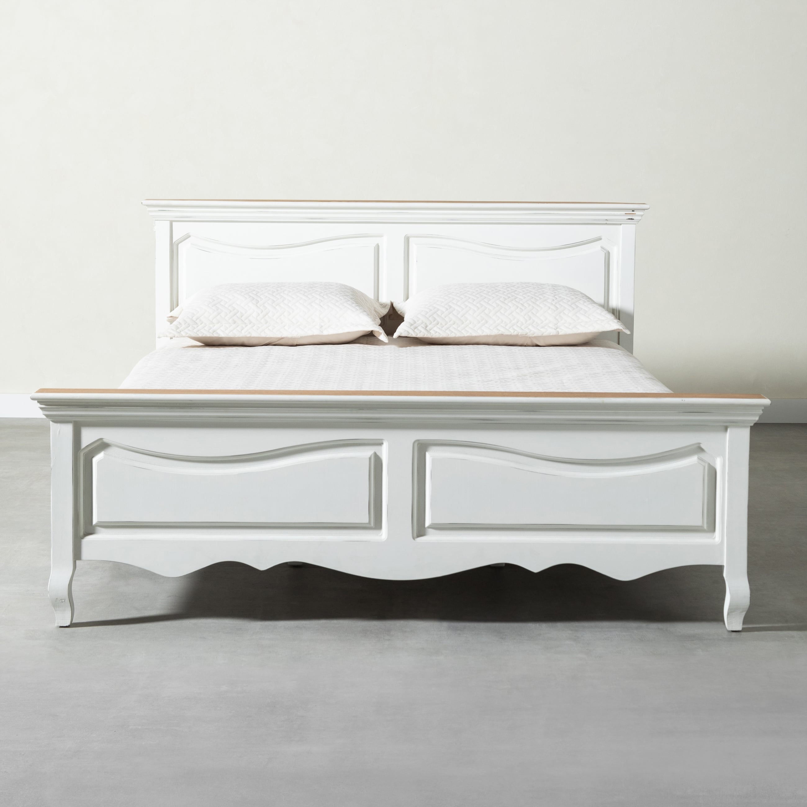 BORRA ÇİFT KİŞİLİK AHŞAP KARYOLA BEYAZ 200X160