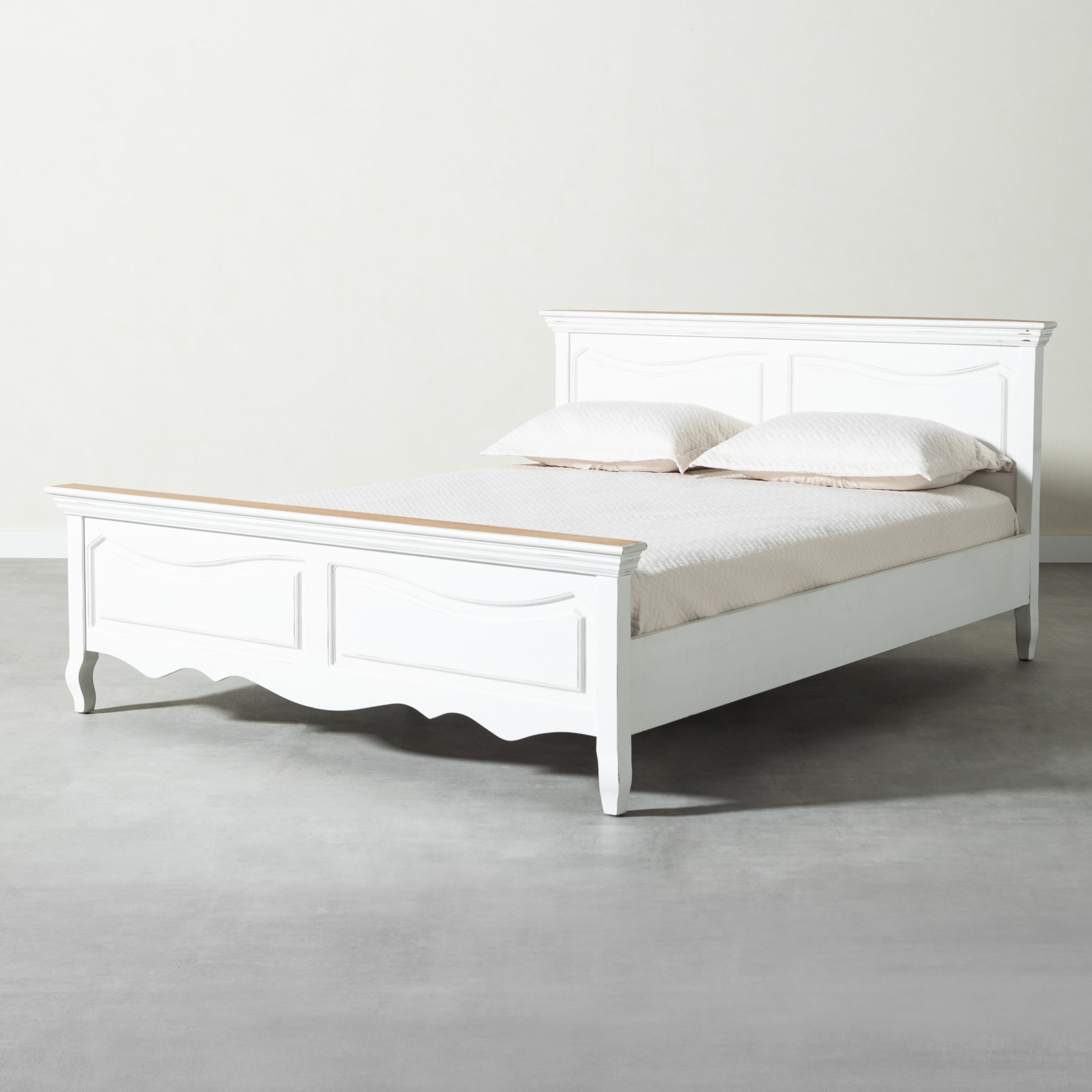 BORRA ÇİFT KİŞİLİK AHŞAP KARYOLA BEYAZ 200X160