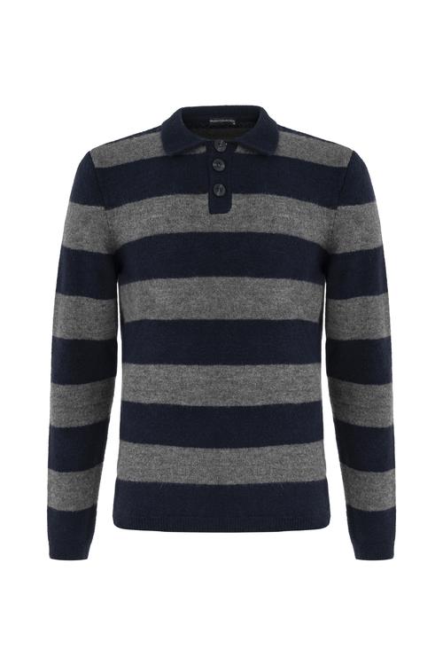  POLO YAKA ÇİZGİLİ TRİKO KAZAK