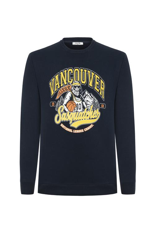  BASKILI BİSİKLET YAKA SWEATSHIRT