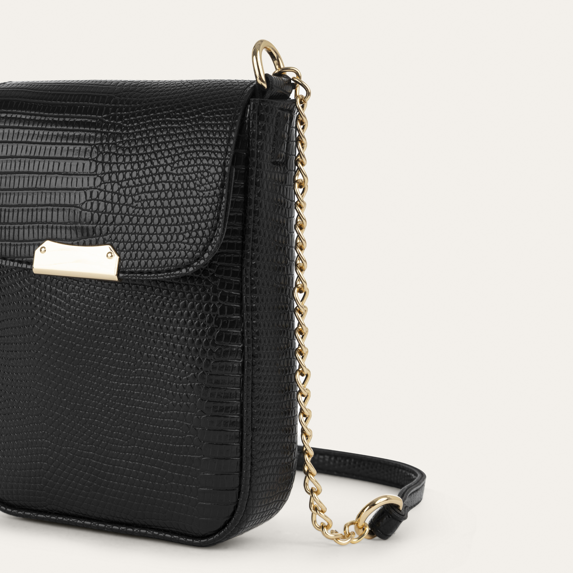 ZİNCİR ASKILI DERİ GÖRÜNÜMLÜ TELEFON ÇANTASI