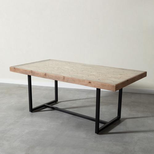  LAGUNA CAM TABLALI MASİF AHŞAP YEMEK MASASI